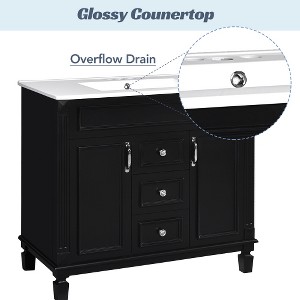 Akoasm 35.9 in. W Modern Single Sink Bathroom Vanity with 2 Soft Closing Doors and 2 Drawers-Black - 1 of 4