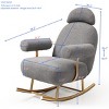 30" Nursery Rocking Chair with Adjustable Headrest and Gold Metal Base,Comfy Upholstered Armchair for Living Room,Bedroom-Baofuwish - 4 of 4