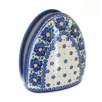 Blue Rose Polish Pottery Spring Blossom Napkin Holder