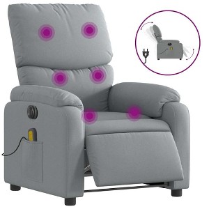 vidaXL Electric Massage Recliner-Armchair Light Gray, Adjustable Lounge Chair with Vibration Massage, Side Pocket, Fabric Comfort - 1 of 4