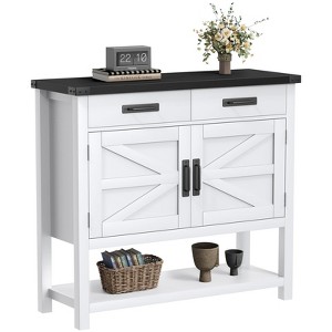 Farmhouse Console Table with 2-Door Cabinet & 2 Drawers, Coffee Bar, Entryway Table with Storage Shelf, Sofa Tables Buffet Sideboard - 1 of 4