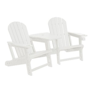 WestinTrends Azura Outdoor HDPE Adirondack Chairs With Connecting Table Tray (Set of 2), Navy Blue - 1 of 4