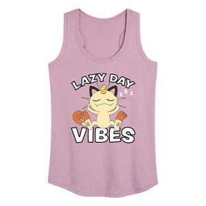 Women's - Pokémon - Lazy Day Vibes Meowth Graphic Racerback Tank - 1 of 4