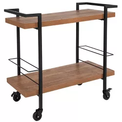 Flash Furniture Castleberry Rustic Wood Grain and Iron Kitchen Serving and Bar Cart