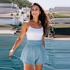 Women's Blue Smocked Waist Flared Leg Shorts - Cupshe - 3 of 4