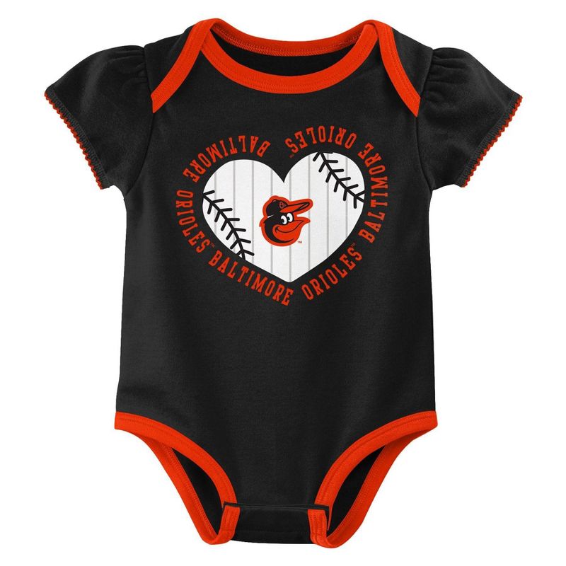 MLB Baltimore Orioles Infant Girls&#39; 3pk Bodysuit, 4 of 5