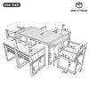 Patio Dining Set, 7 Pcs Dining Set with Chairs and Table, 6 Seat Dining Set, Dining Set with Steel Frame and PE Cushions-Coolbibila - 4 of 4