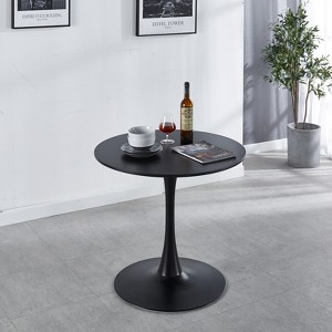 FONTOI 31.50" Round End Table with Metal Pedestal for 2-4 people, Side Table for Living Room Bedroom Small Space, White, 31.5"*28.74"*31.5" - 1 of 4
