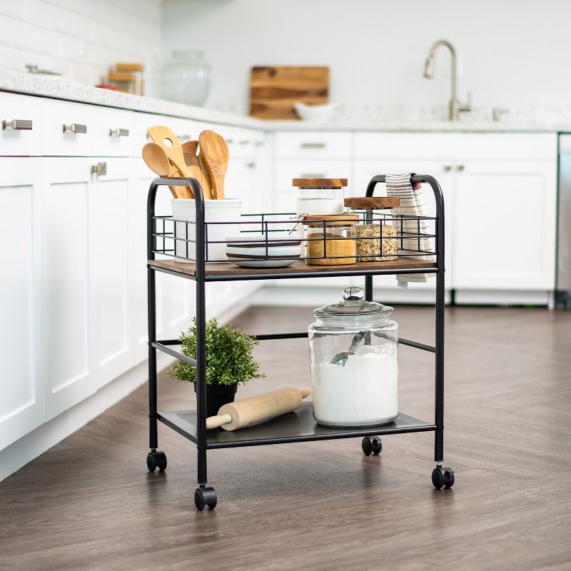 IRIS USA Metal Storage Cart with Casters, Kitchen Serving Cart, 4 of 9