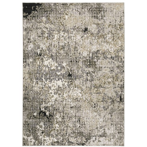 Nirvan Industrial Abstract Indoor Area Rug Gray/ivory - Captiv8e