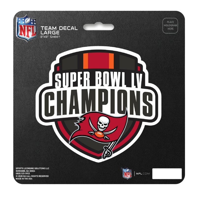 NFL Super Bowl LV Champions Tampa Bay Buccaneers 6&#34;x6&#34; Decal, 1 of 4