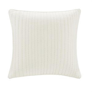 COWLOWN Cotton Quilted Euro Sham, Embroidered Pillow Cover with Hidden Zipper, Farmhouse Style - 1 of 4