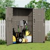Waterproof Resin Outdoor Storage Shed with Lockable Doors & Integrated Floor, 57 Cubic Feet Capacity for Garden, Pool, and Garage Organization - Brown - 3 of 4