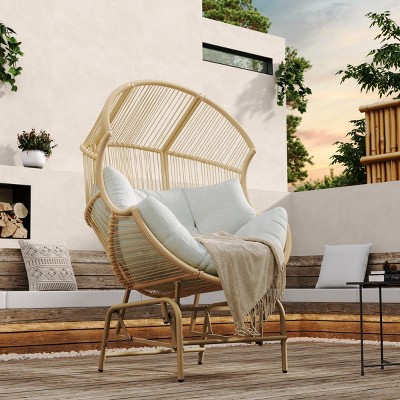 Coolbibila-Wicker Glider Chair For Outdoor, Patio Chair With Olefin Cushions, Patio Chair Wicker With Functional Glider Design