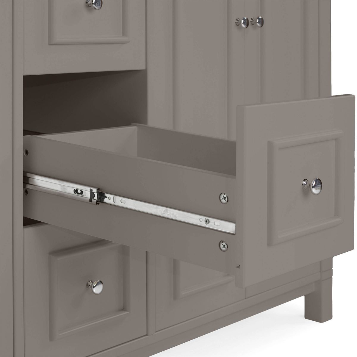 Alaterre Furniture Williamsburg 60 in. Double Sink Bathroom Vanity - Freestanding Cabinet Without Top, Gray - thumbnail 7