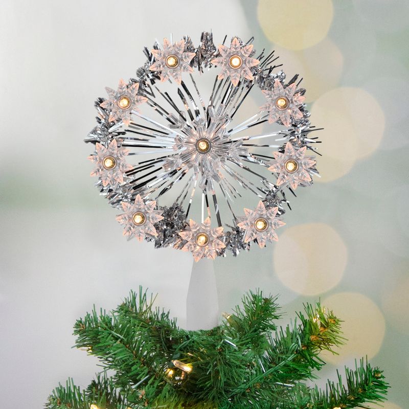 Northlight 7" Silver Pre-Lit Snowflake Starburst Christmas Tree Topper - Clear Lights, 2 of 5