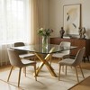 HomeRoots 60" Clear and Gold Glass and Metal Cross Leg Base Square Dining Table - 2 of 4