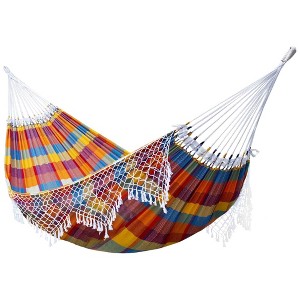 Vivere Authentic Brazilian Cotton Hammock, Outdoor Hanging Daybed, Carnival - 1 of 4