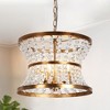 LNC Bulbiferum 3-Lights 13.8" Luxury and Glam Drum Small Chandelier,Distressed Gold with Clear Beads - 2 of 4