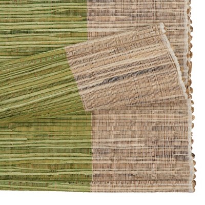 Green and Natural Shimmering Banded Polyester Table Runner