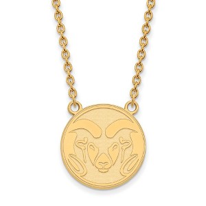 Black Bow Jewelry 10k Yellow Gold Colorado State Rams NCAA Necklace 18 Inch - 1 of 4
