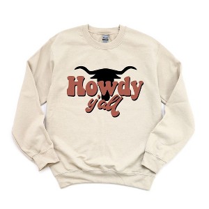 Simply Sage Market Women's Graphic Sweatshirt Howdy Y'all Bull - 1 of 3