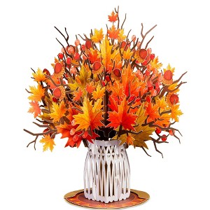 Paper Love HugePop 3D Maple Leaf Bouquet Pop Up Card, With Detachable Paper Bouquet, For All Occasions - Jumbo 10" x 14" Card - 1 of 4