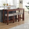 KWPZQEB 59-Inch Bar Table Set with 3 Padded Stools, Dining Table with Power Outlet, 4 Piece Bar Table and Chairs Set for Kitchen, Living Room - 2 of 4