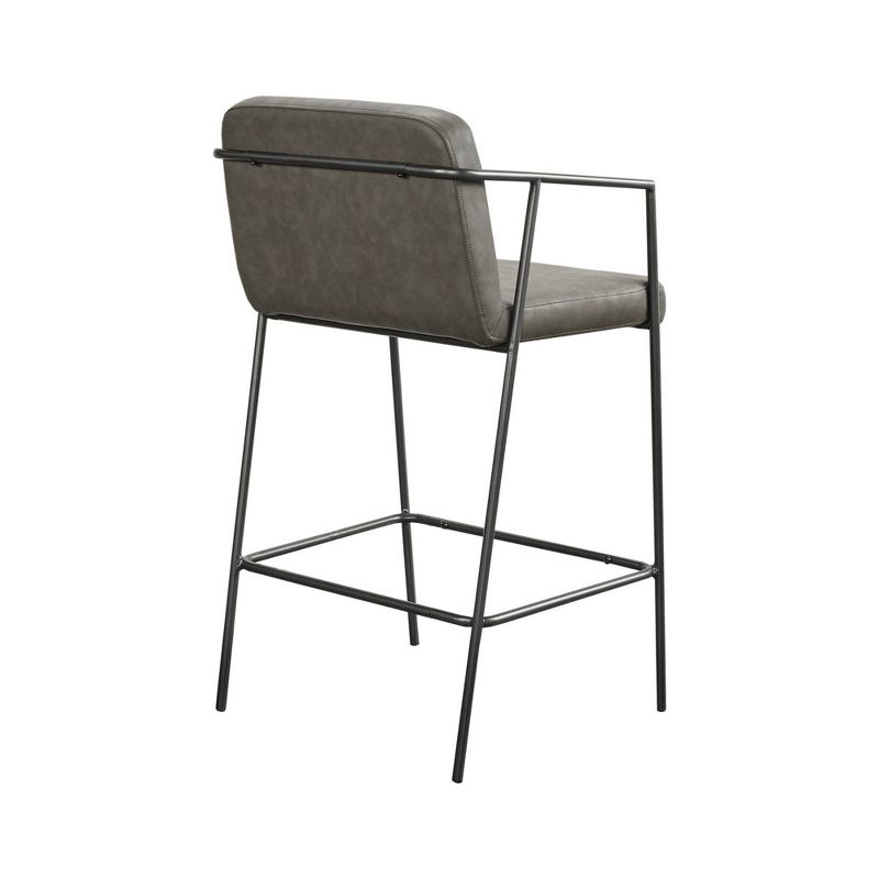 Burke Faux Leather Counter Height Barstool with Metal Frame Brown - Madison Park, 5 of 10