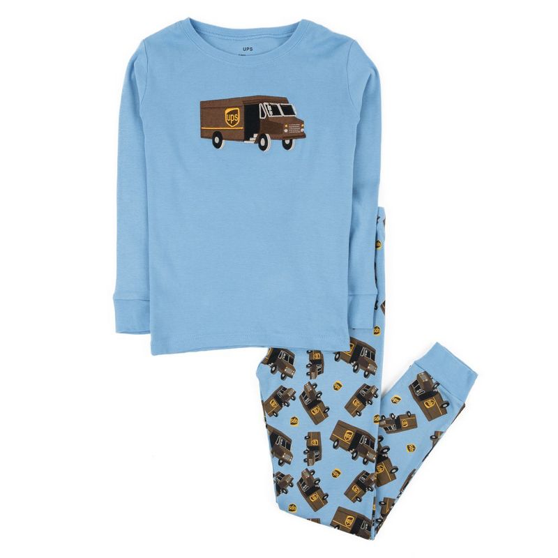 Leveret Kids Two Piece Cotton UPS Truck Pajamas, 1 of 4