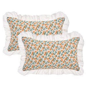 REGALWOVEN Fade-Resistant Leaf Print Ruffled Trim Bohemian Throw Pillow Cases 2 Pcs - 1 of 4