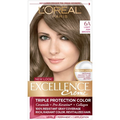 L'Oreal Paris Excellence Triple Protection Permanent Hair Color - 6.3 fl oz - 6A Light Ash Brown - 1 Kit
