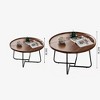 Round Coffee Table, Set of 2, Wooden Living Room Table with Metal Frame, Side Tables for Living Room Table - 4 of 4