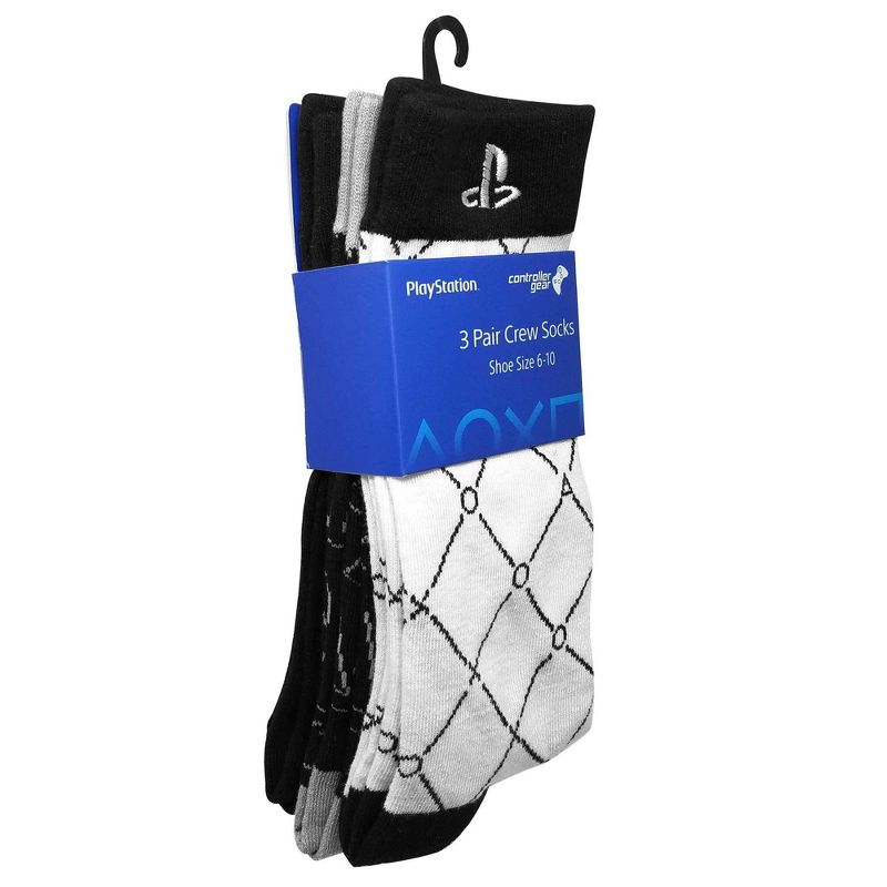 Sony PlayStation 3pk Crew Socks - Black/Gray, 1 of 5