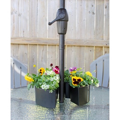 Black Enamel Steel Half-Circle Umbrella Planter Set