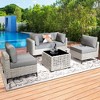 XIZZI 5PCS Furniture Set, Rattan Modular Sectional Sofa, Outside Coversation Set with Solar Coffee Table for Porch Balcony Backyard Poolside - 3 of 4