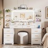 PAKASEPT 58.4" W Vanity Desk with LED Lights & Power Outlet, Mondern Makeup Vanity with 8Drawers & Hair Dryer Stand, for Bedroom Dressing Room - 4 of 4
