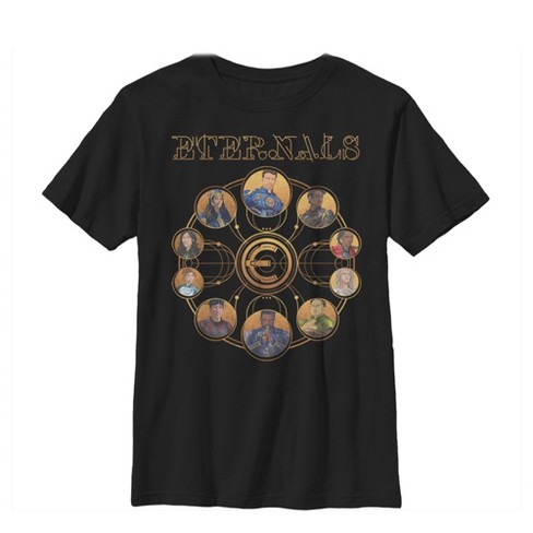 Boy's Marvel Eternals Circular Gold T-shirt - Black - Medium : Target