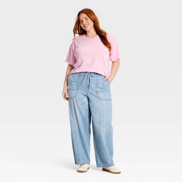 Playera de Cuello Redondo Vintage de Jersey para Mujer - Universal Thread™ Rosa 3