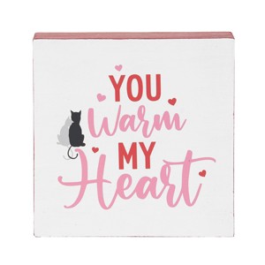 C&F Home 4.75" Valentine's Day "Warm My Heart" Decorative Table Sitter Shelf Block - 1 of 4