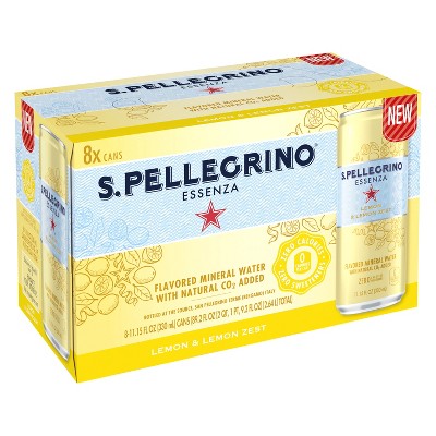 S.Pellegrino Essenza Lemon & Lemon Zest Flavored Mineral Water - 8pk/11.15 fl oz Cans