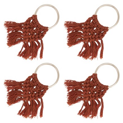 Rust Cotton Braided Napkin Ring Holders Set of 4