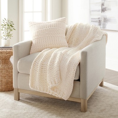 Chunky Knit Throw Blanket and Decor Pillow Bundle - Becky Cameron
