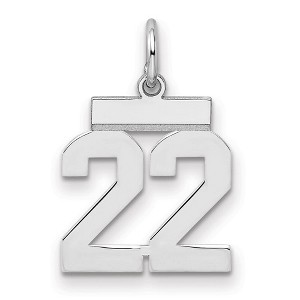 Black Bow Jewelry Sterling Silver, Athletic Collection, Small Polished Number 22 Pendant - 1 of 3
