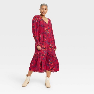 Women's Long Sleeve A-Line Dress - Knox Rose Dark Brown Leopard Print S