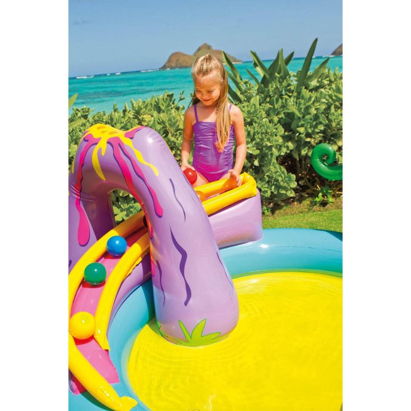 Intex 11ft x 7.5ft x 44in Dinoland Inflatable Kiddie Swimming Pool with Slide, Dino Arch Water Sprayer and Games for Ages 2+, 4 of 9