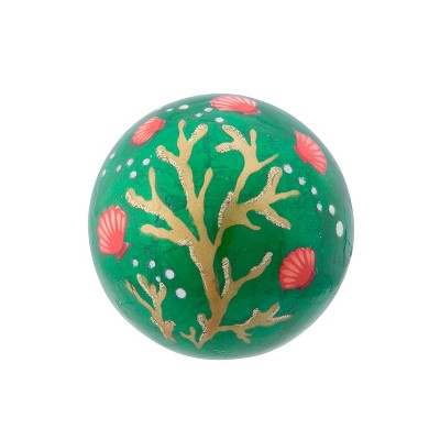 Beachcombers Capiz Ball Green with Gold Coral