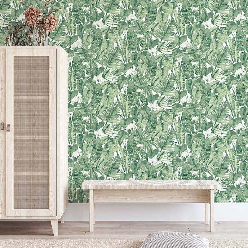 Tempaper Tropical Jungle Self Adhesive Removable Wallpaper Green, 5 of 9