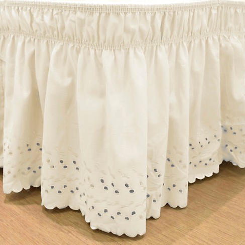 Ivory Wrap Around Eyelet Ruffled Bed Skirt (Queen/King) (80