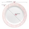 Smarty Had A Party 7.5" White w/ Silver and Rose Gold Rim Plastic Salad Plates - 120 pcs - 3 of 4